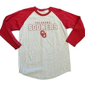 OU University of Oklahoma Pro Edge Youth Large Red and Gray Baseball Style Shirt